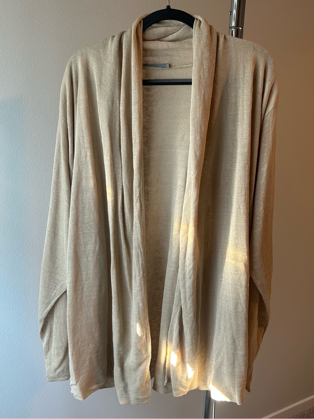 COS Light Beige Open-Front Draped Cardigan